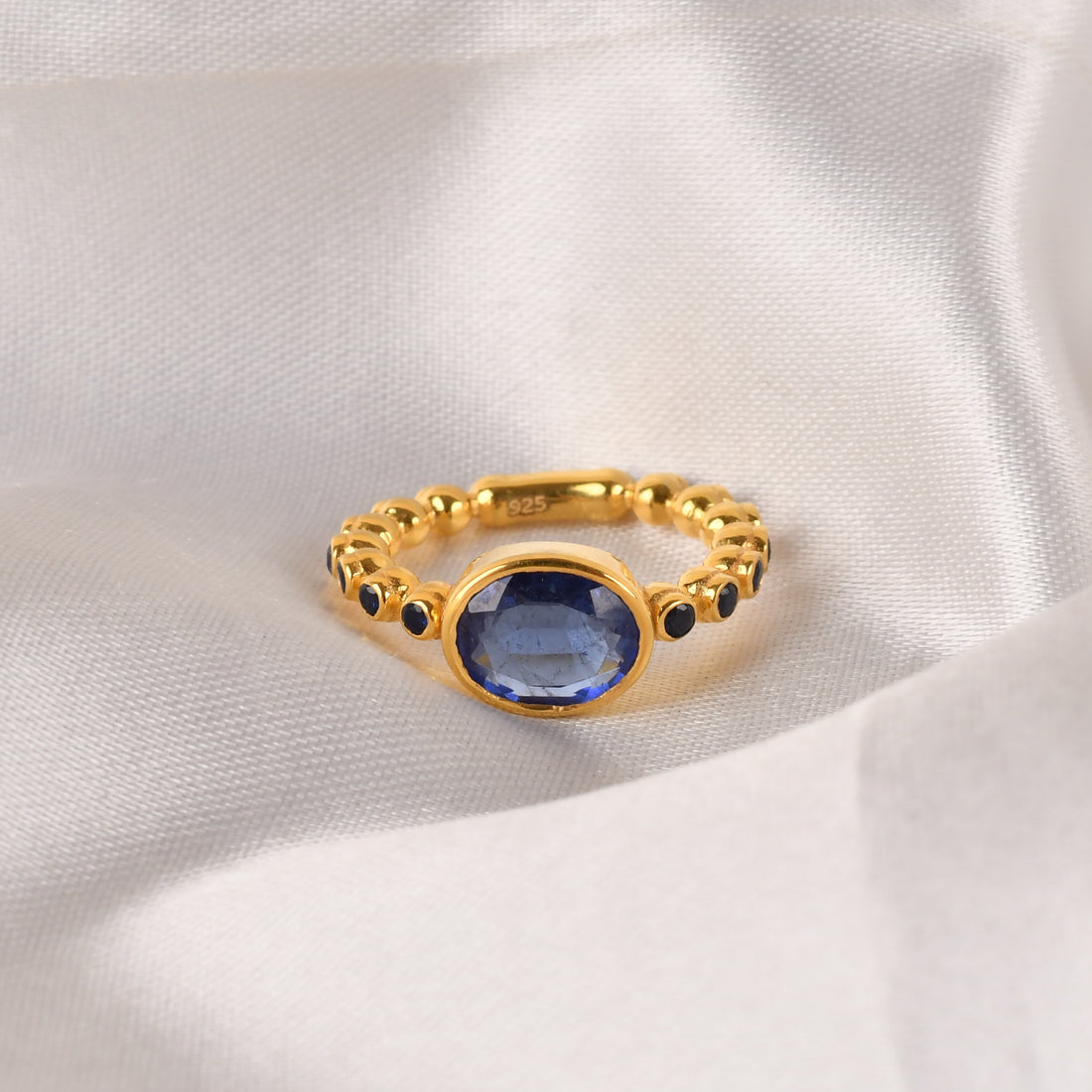 925 Silver Sapphire Bubble Band Ring