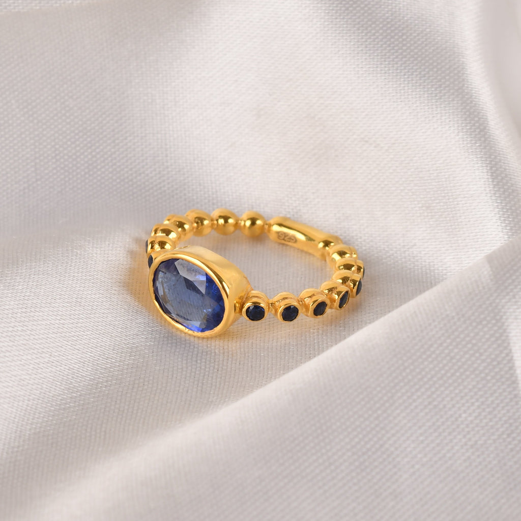 925 Silver Sapphire Bubble Band Ring