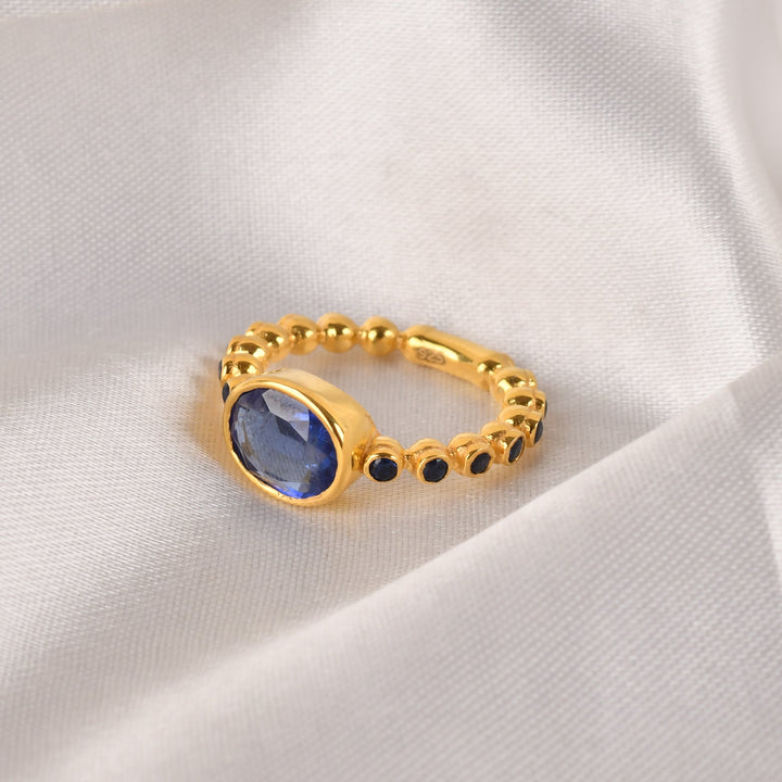 925 Silver Sapphire Bubble Band Ring