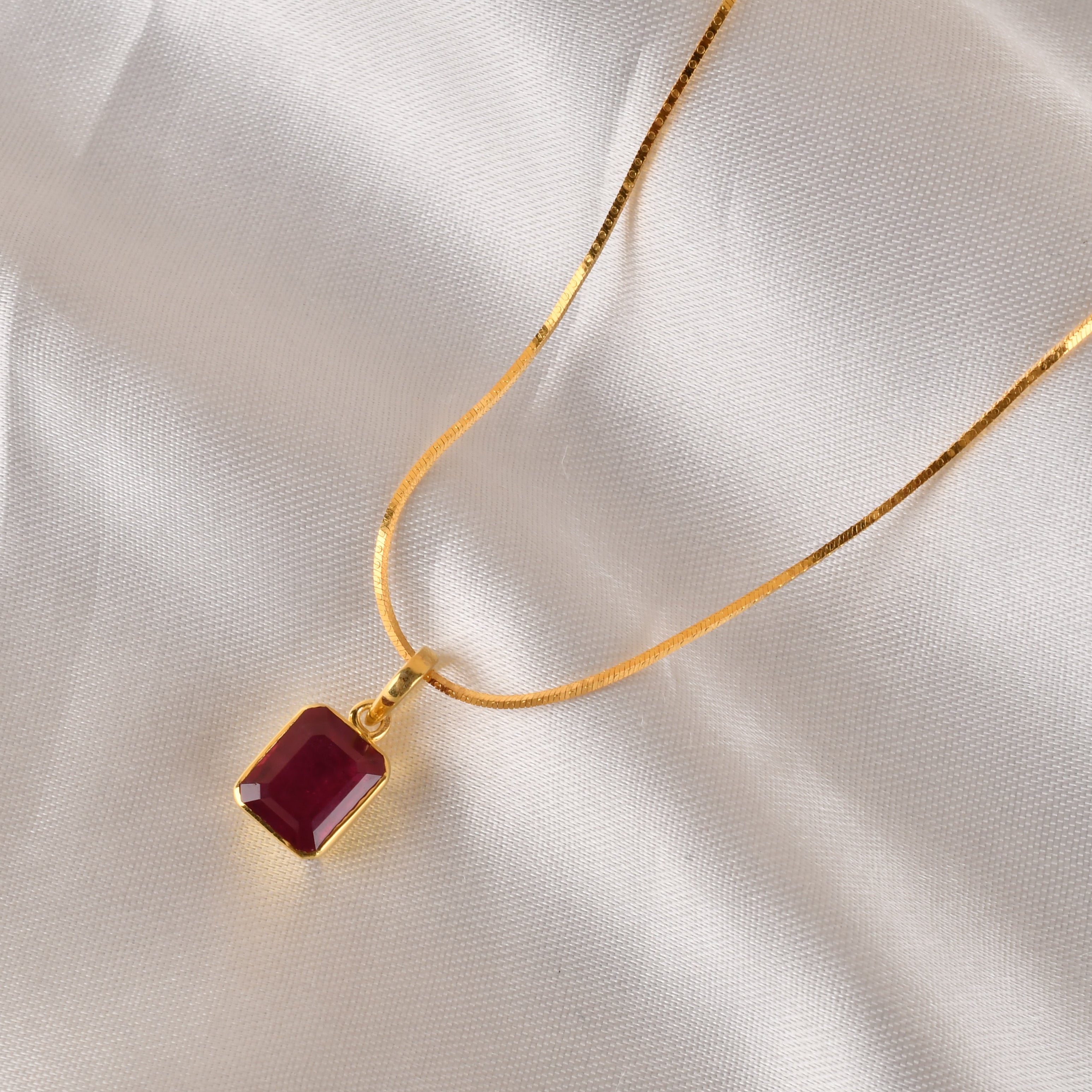 925 Silver Lab-Grown Ruby Classic Pendant