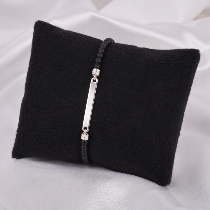 925 Silver Black Bead Bracelet for Men