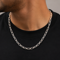 925 Sterling Silver Elongated Link Chain for Men