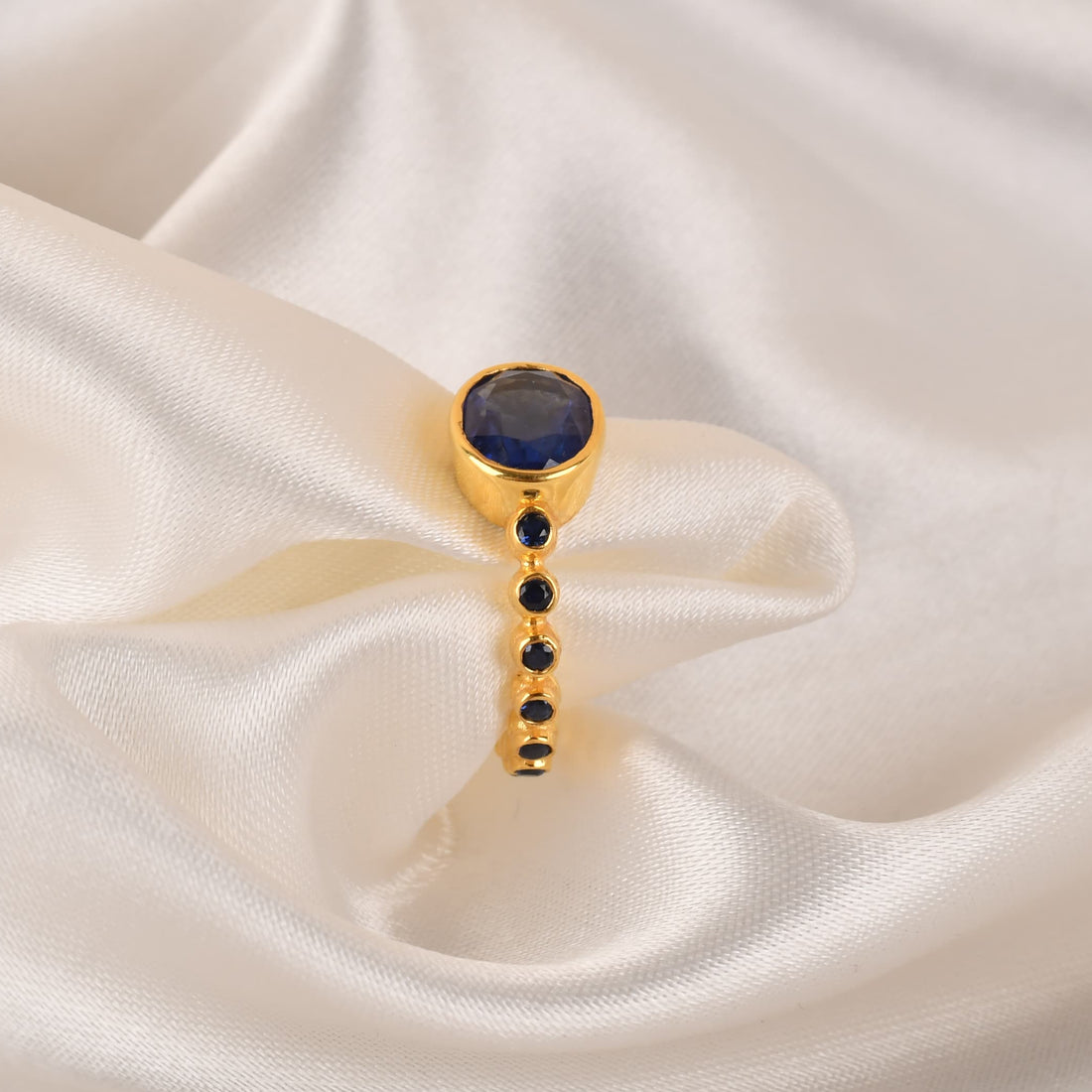 925 Silver Sapphire Bubble Band Ring