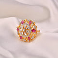 Ruby Bloom Moissanite Polki Ring