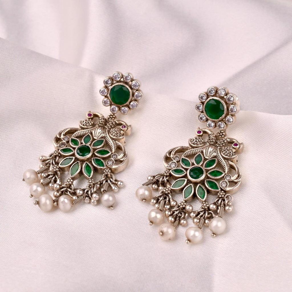 Emerald Mayur Pearl Drop Earrings