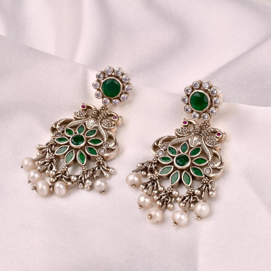 Emerald Mayur Pearl Drop Earrings