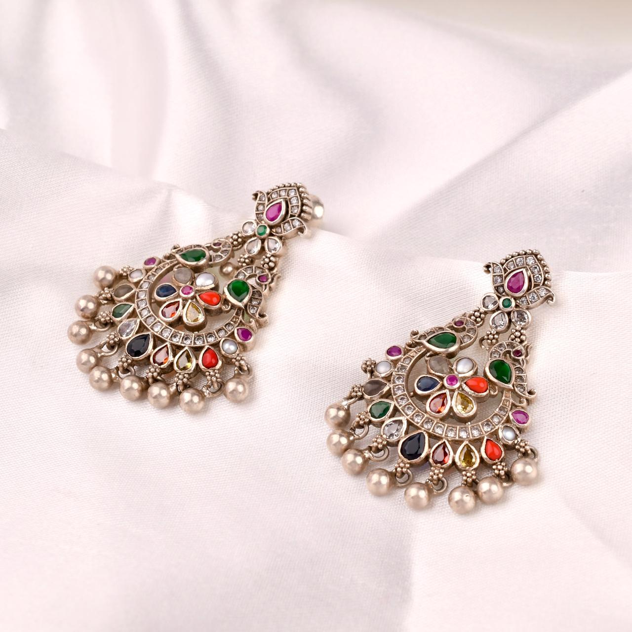 Meher Chandbali 925 Silver Earrings