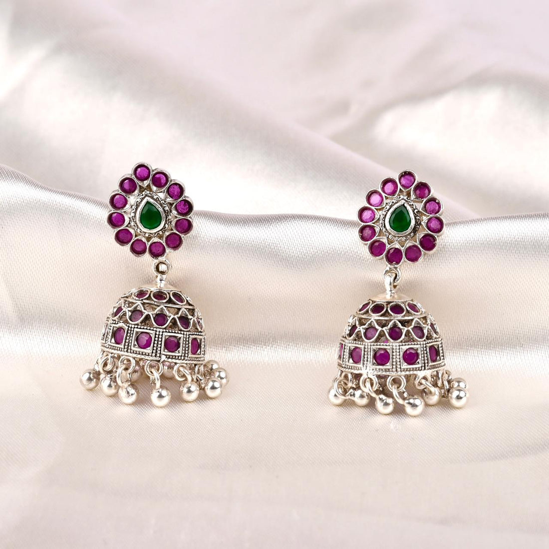 Ruby Green Classic Jhumkas