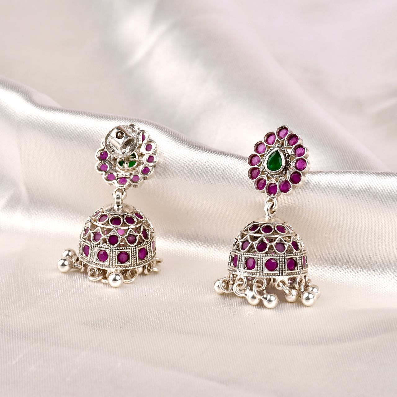 Ruby Green Classic Jhumkas
