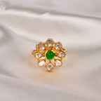 Emerald Polki Phool Ring