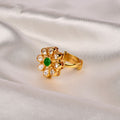 Emerald Polki Phool Ring
