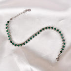 Sterling Silver Emerald Tone Line Bracelet