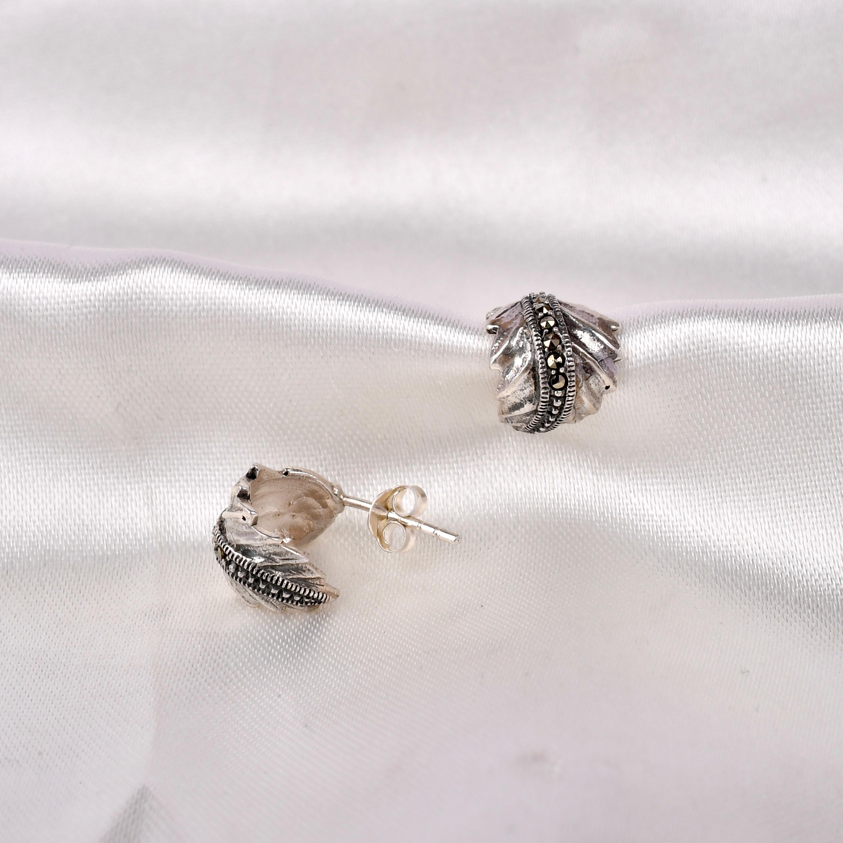 Sterling Silver Crest Studs