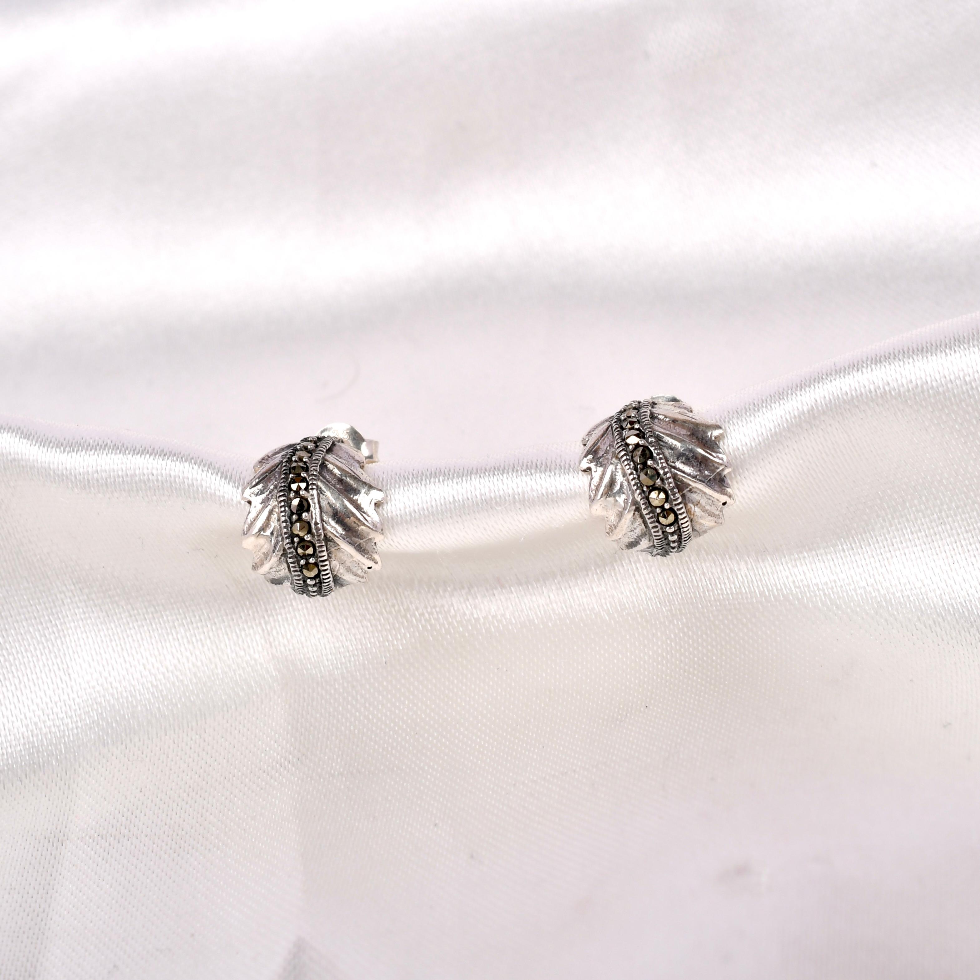 Sterling Silver Crest Studs