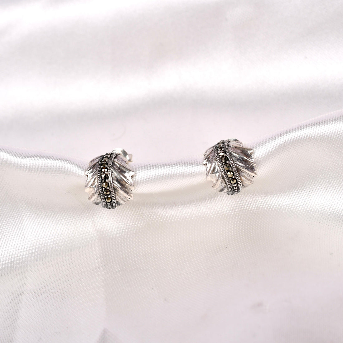 Sterling Silver Crest Studs