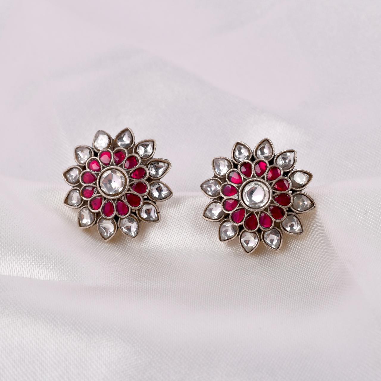 Sterling Silver Rosette Stud Earrings