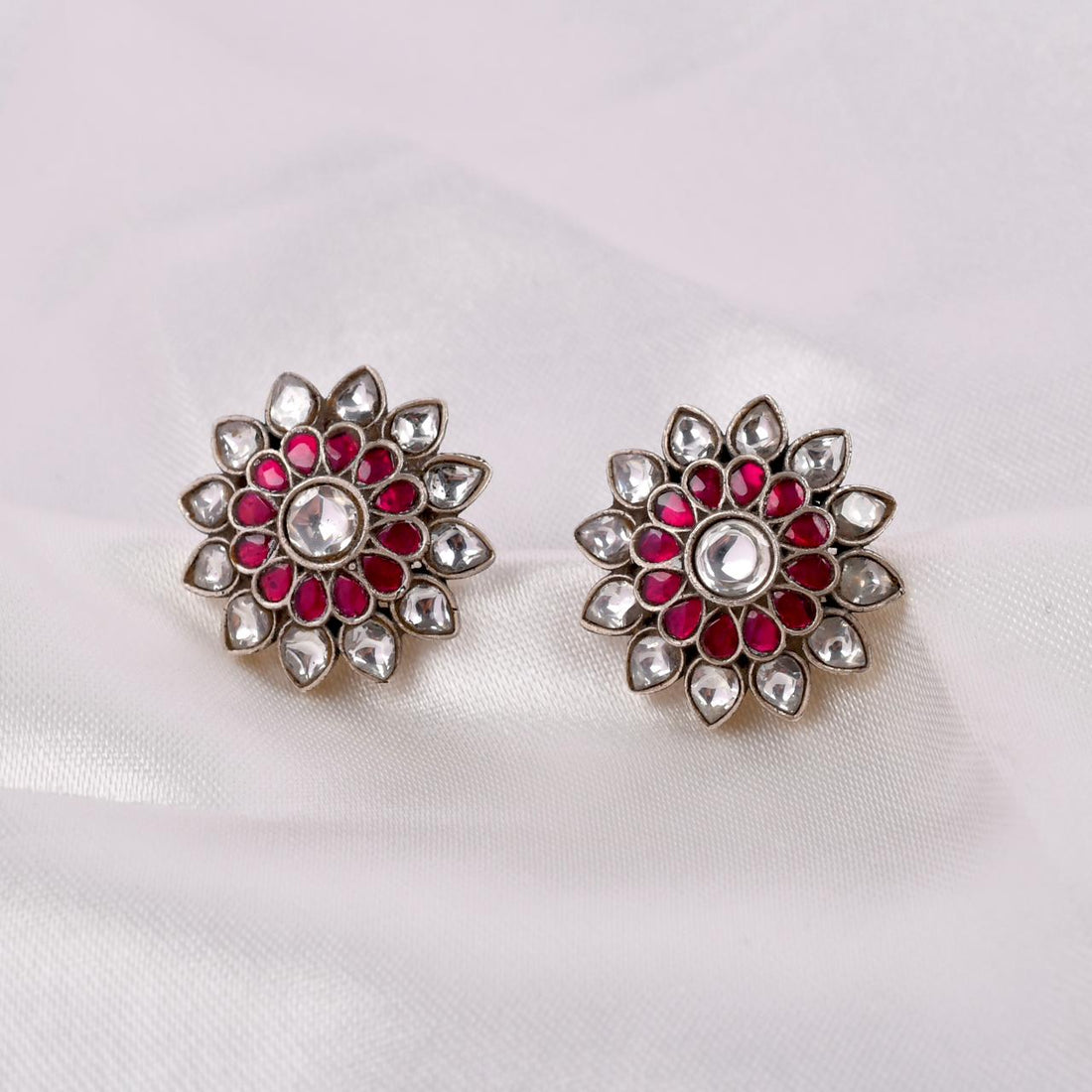 Sterling Silver Rosette Stud Earrings