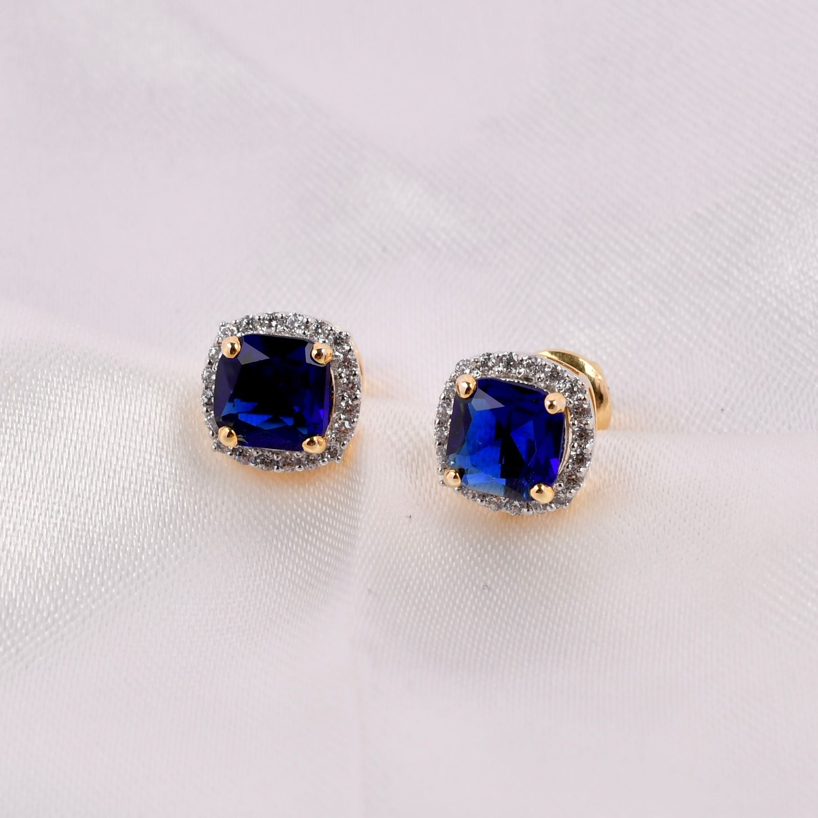 Cobalt Halo Stud Earrings