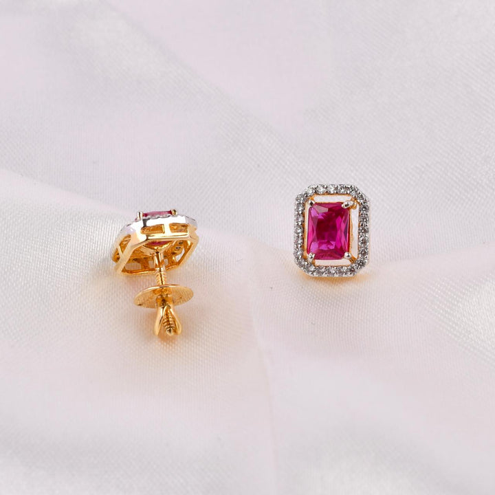 Ruby Tone Swarovski Halo Stud Earrings