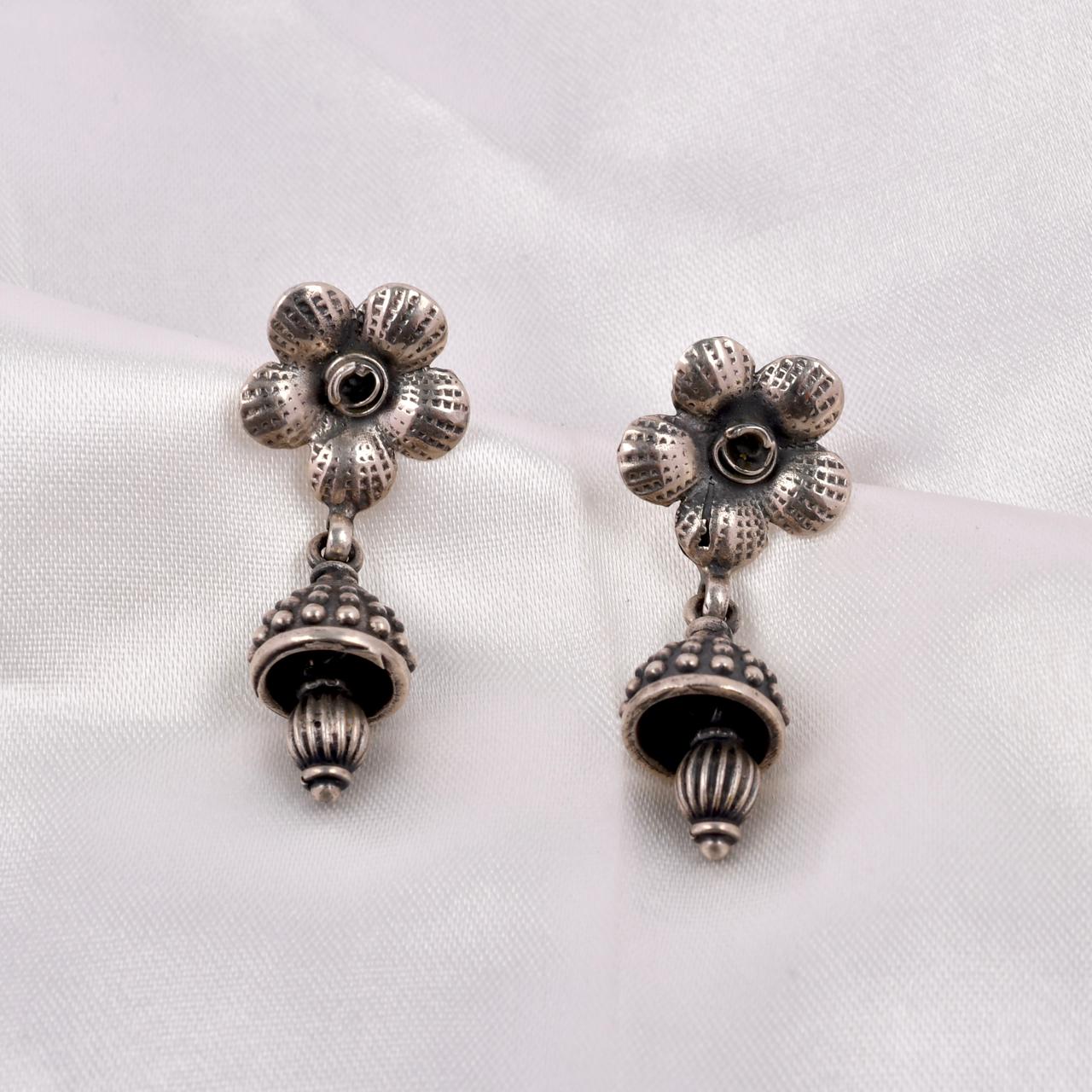 925 Silver Floral Drop Earrings