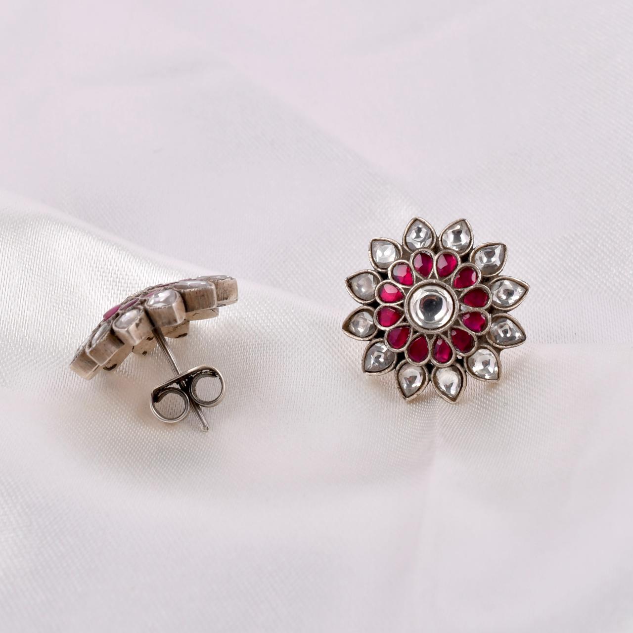 Sterling Silver Rosette Stud Earrings