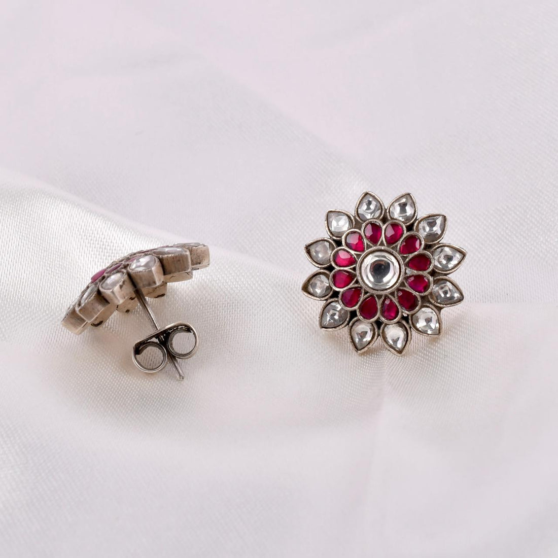 Sterling Silver Rosette Stud Earrings
