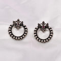 925 Silver Oxidised Circle Motif Earrings