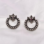 925 Silver Oxidised Circle Motif Earrings