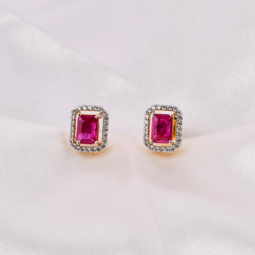 Ruby Tone Swarovski Halo Stud Earrings