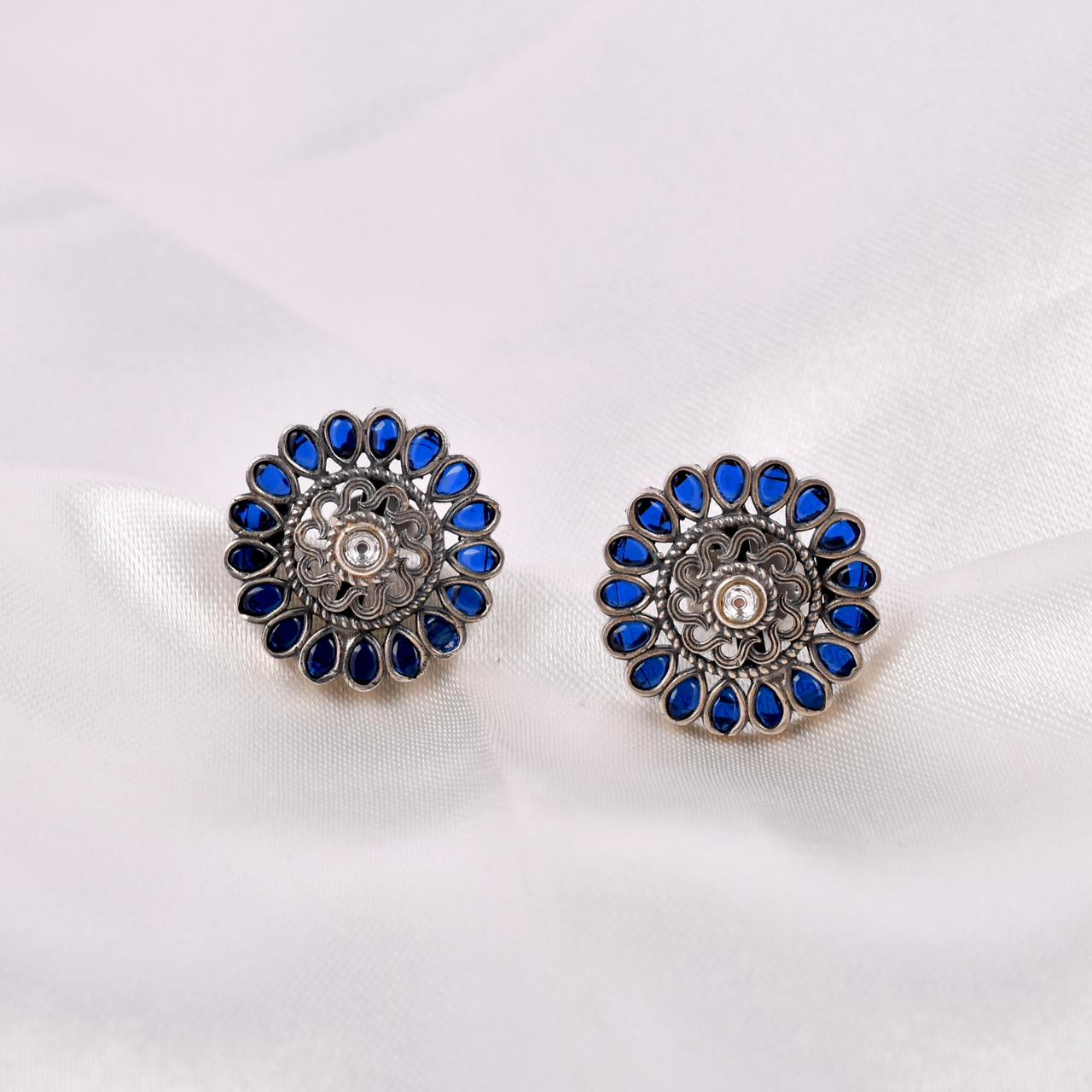 Sterling Silver Blue Motif Earrings