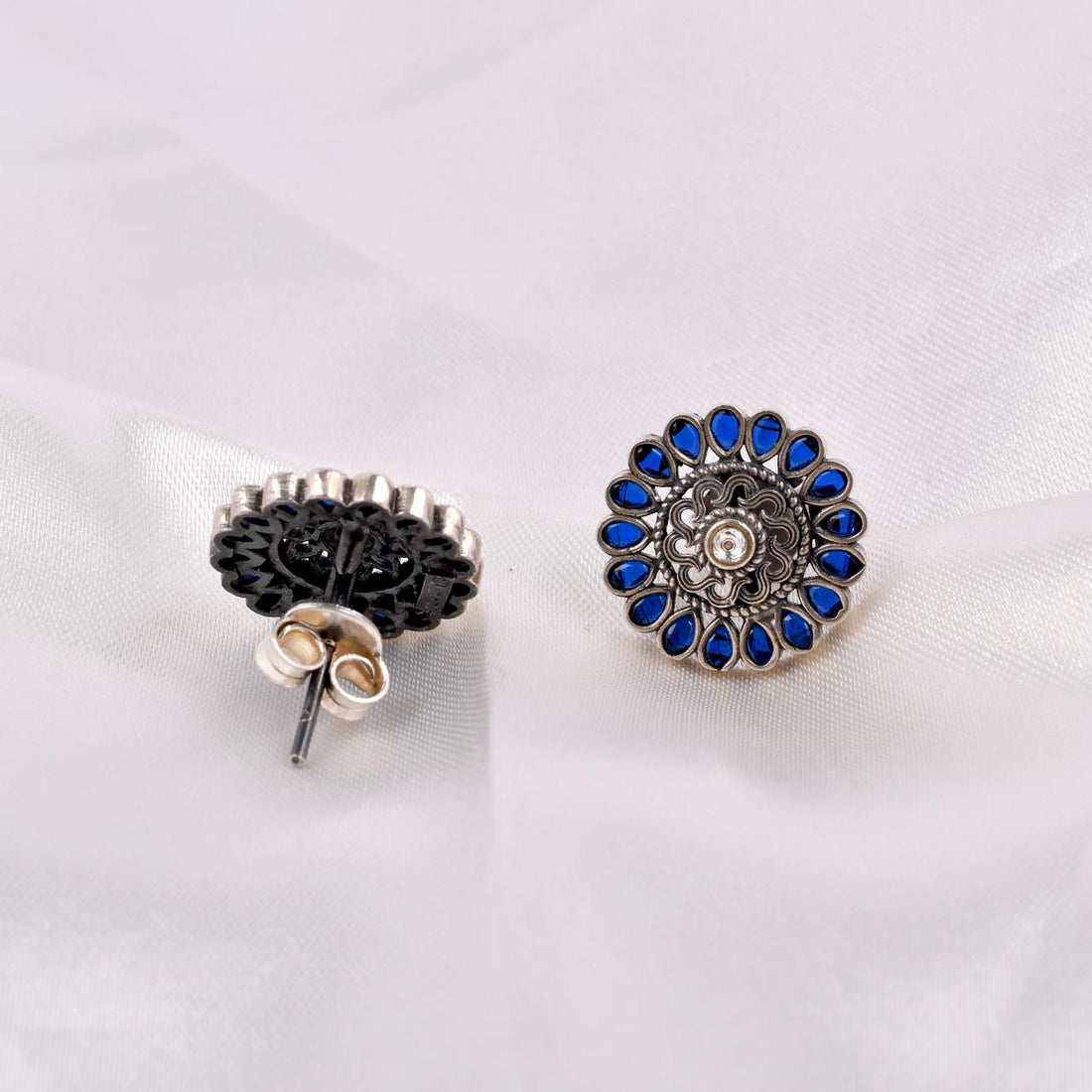 Sterling Silver Blue Motif Earrings