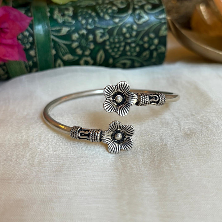 Dual Flower Silver Kada