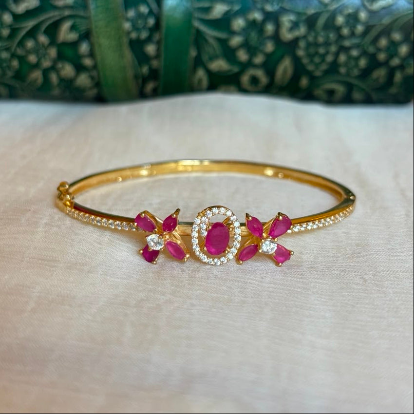 Ruby Blossom 925 Silver Bangle