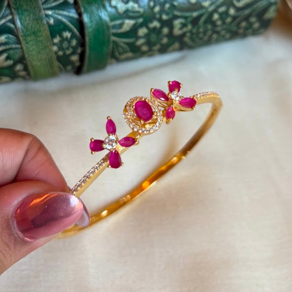 Ruby Blossom 925 Silver Bangle