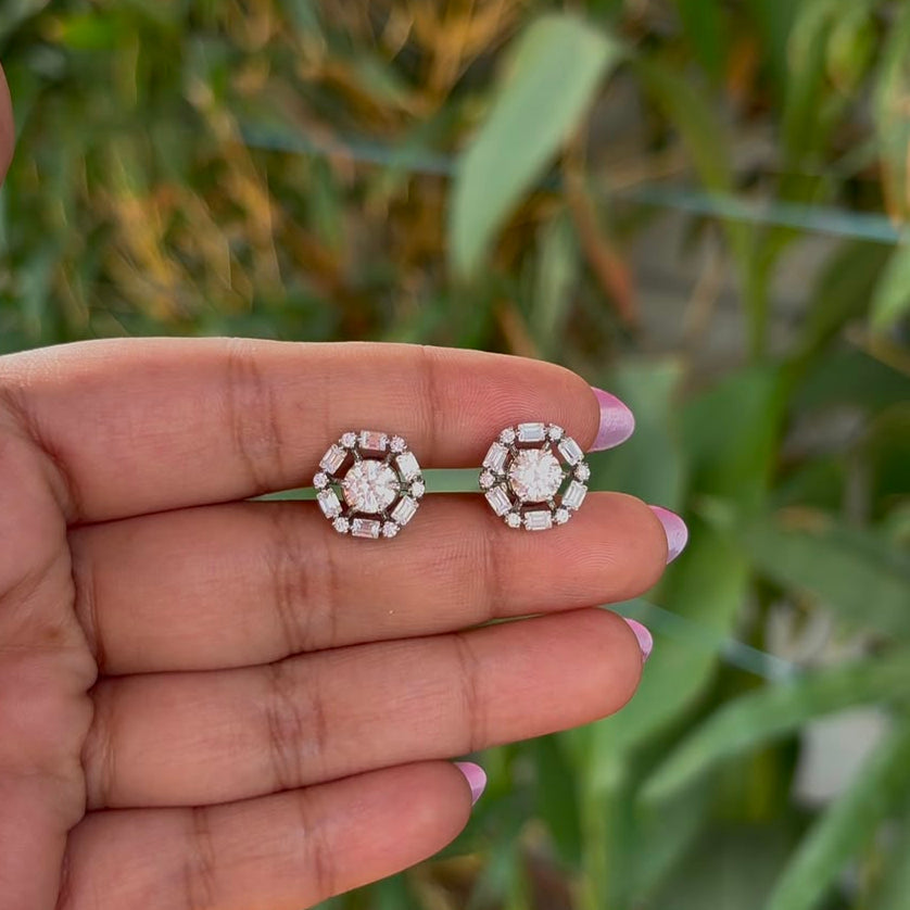 Swarovski Halo Silver Studs