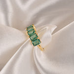 925 Silver Emerald Half Band Ring